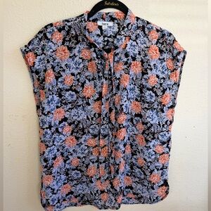 Bar III Women's Floral Blouse - Black, Blue, and Orange